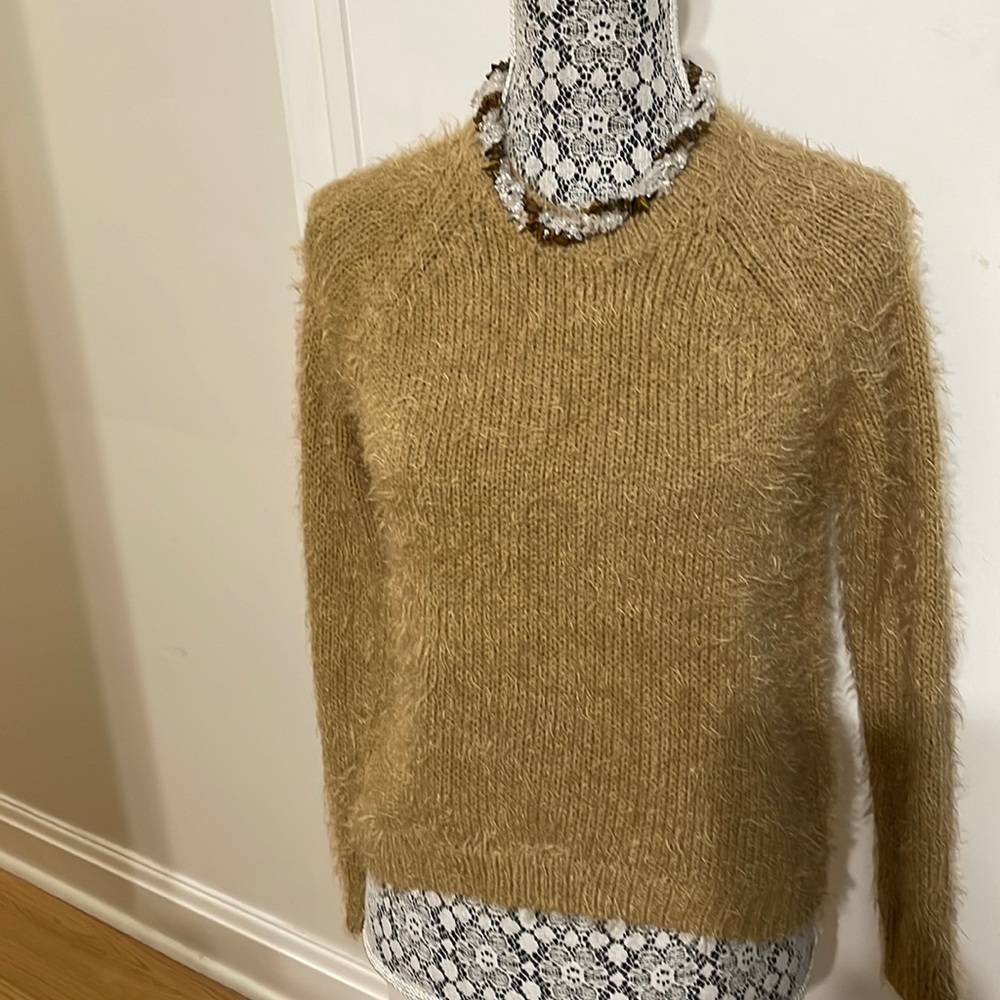 Top shop gold colour super soft and fluffy sweater size 2